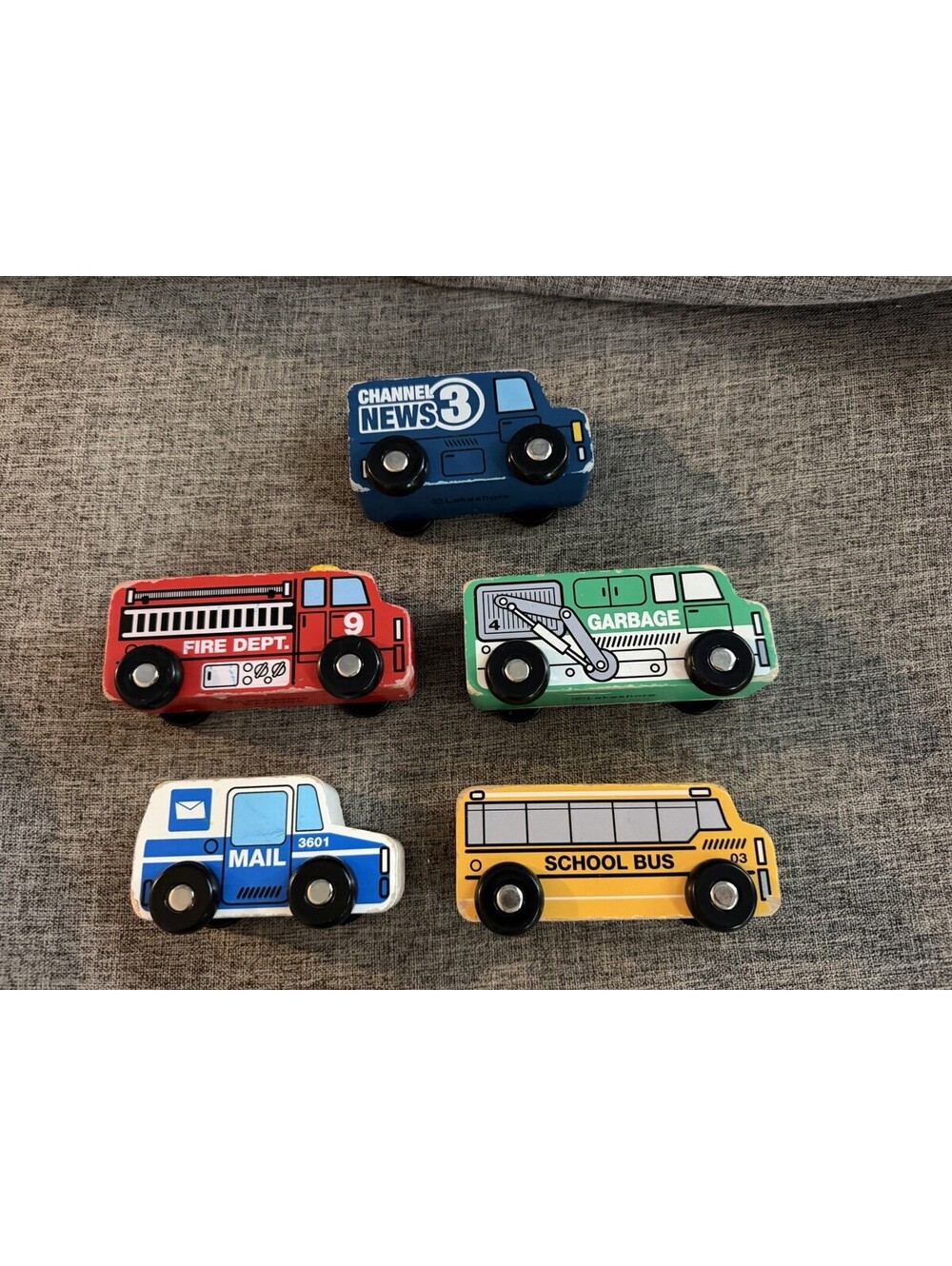 5 Lakeshore Around The Town Vehicles Wooden Cars Trucks Garbage Police Fire News
